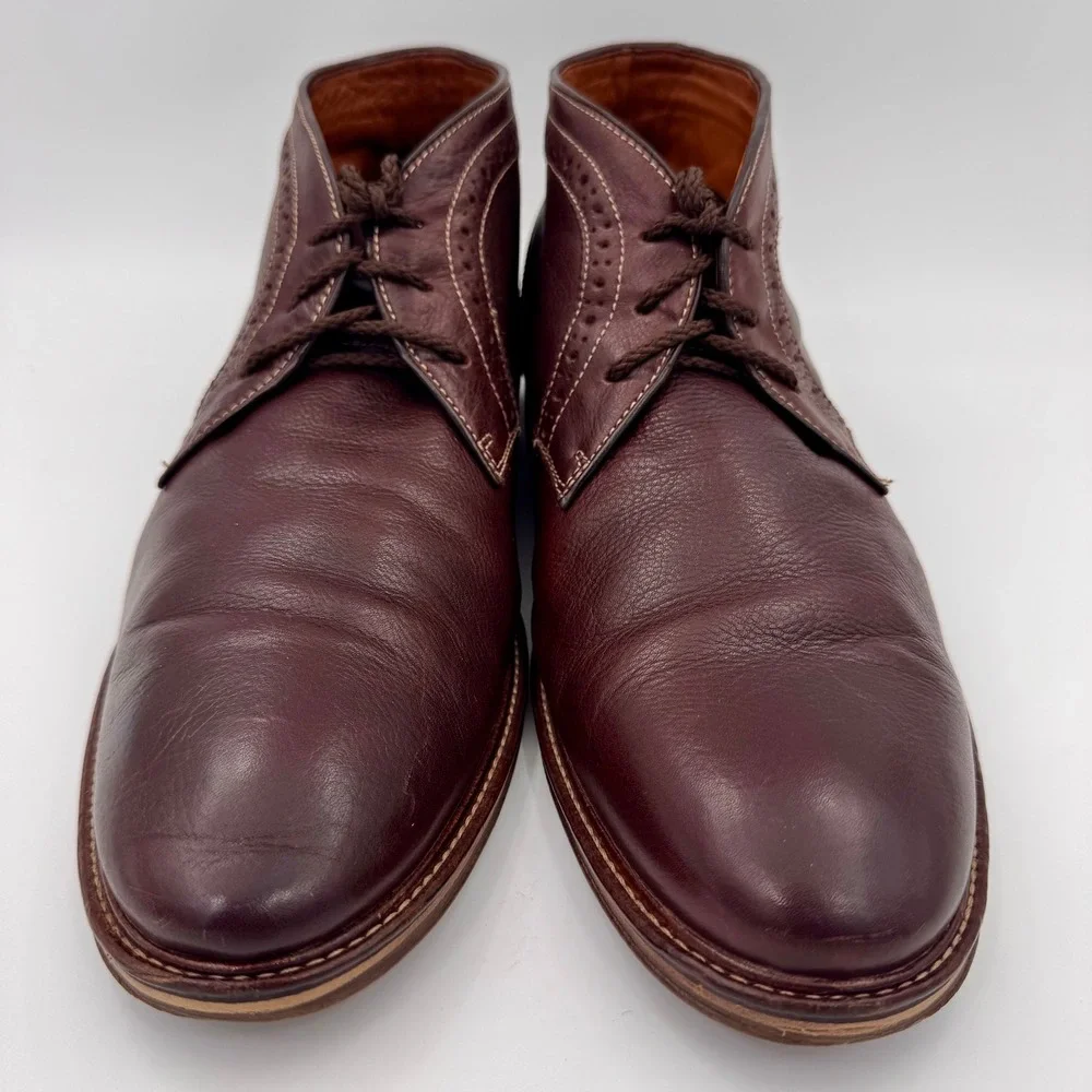 Johnston and Murphy Mahogany Leather Brogue Chukka Boots Sheepskin Lining 13M